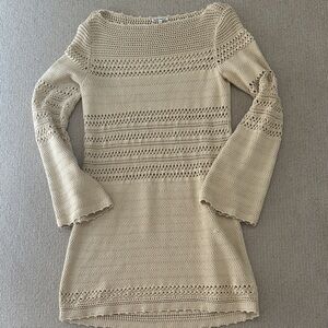 Reformation Beige Crochet Knit Dress medium